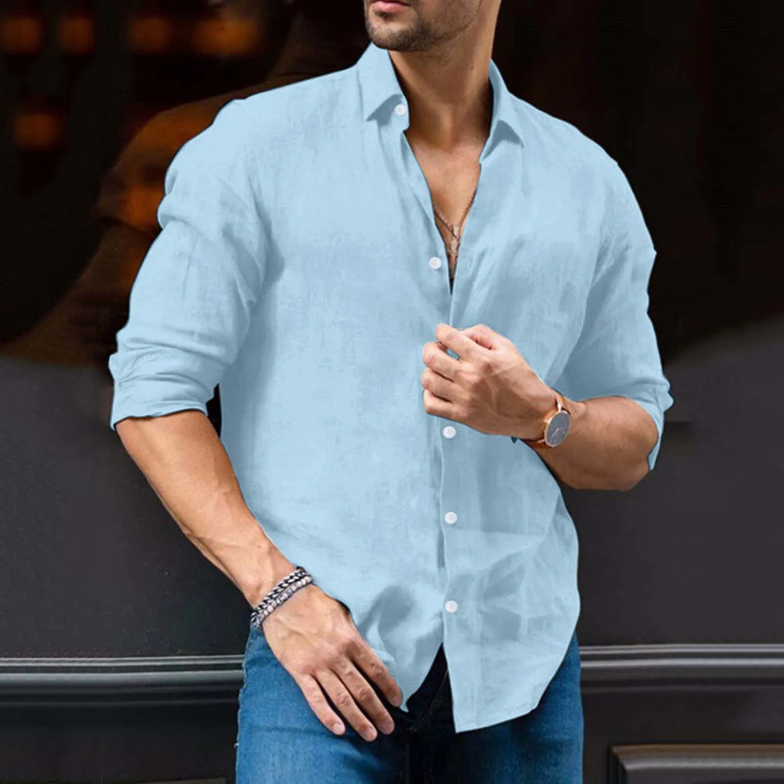 Solid Color Shirt Button Beachwear Shirts Lapel Collar Long Sleeve Shirts For Men Beach Outfits Thin Camisas Blusas Tops New