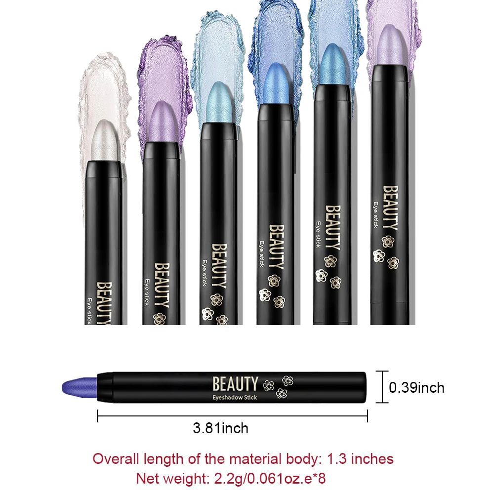 8Pcs Eyeshadow Brightener Stick Highlighter Eye Shadow Stick Colorful Eyeshadow Pencil Glitter Stick Pen Makeup for Women