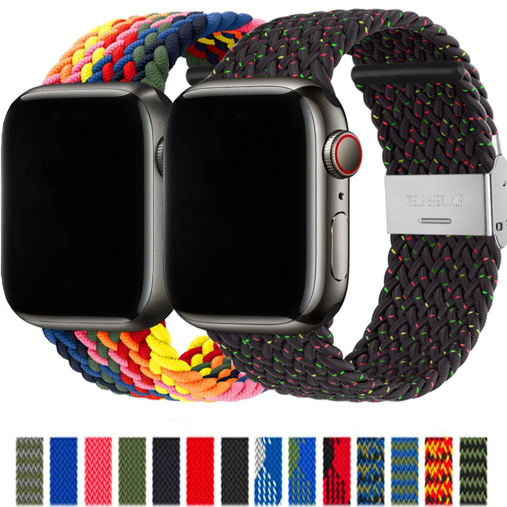 

Nylon strap For apple watch 49mm 45mm 41mm 38mm 40mm 42mm 44mm Braided Adjustable band For iwatch series 9 8 7 SE 6 5 Ultra1 2