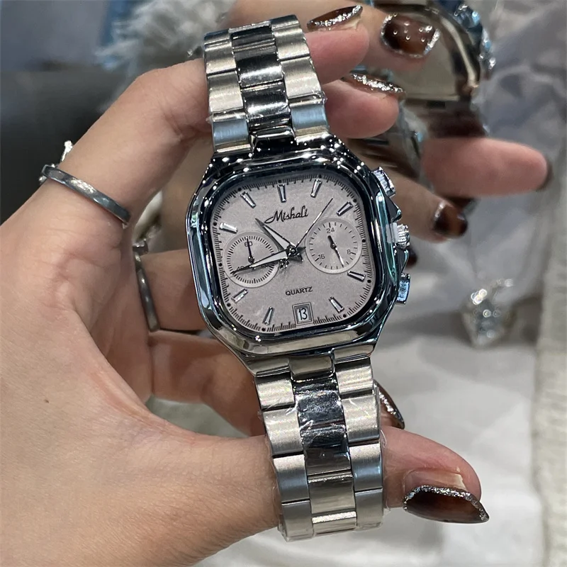 Large Dial Square Luxury Watch High-Quality Fashionable Women's Stainless Steel Strap 2026 New Quartz Wristwatch Women's Gift