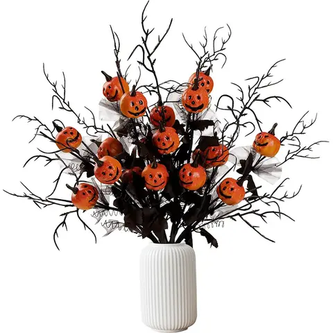 1Pcs Halloween Decoration Orange Artificial Pumpkin Flower Bouquet Party Supplies for Home Decor DIY Crafts Holiday Ornament