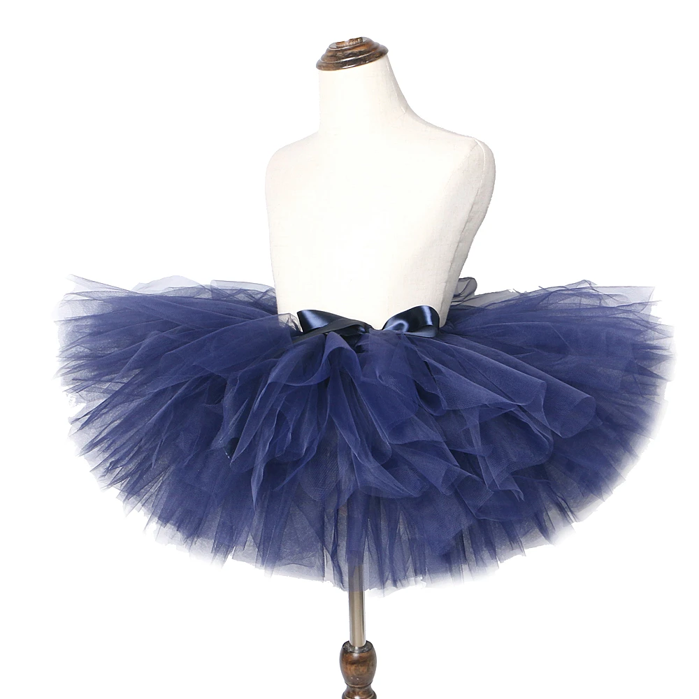 Solid Navy Tutu Skirt for Baby Girls Fluffy Ballet Tutus for Kids Toddler Photo Shoot Tulle Skirts Princess Dance Party Costumes