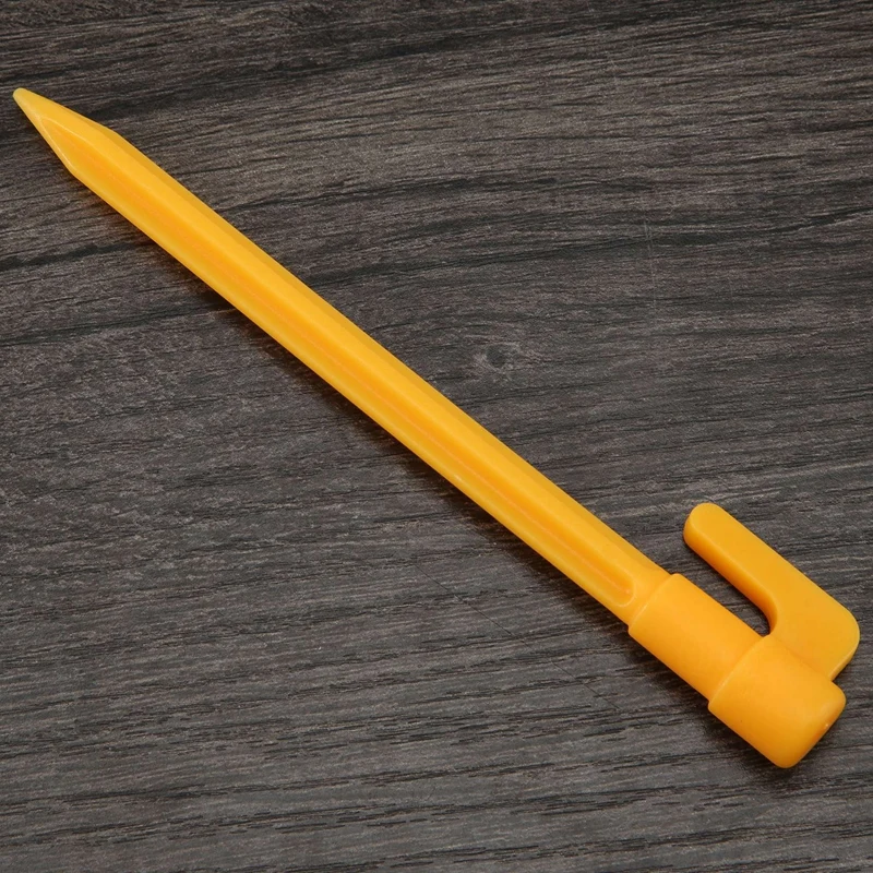 Herramientas de acampada, clavijas de plástico para tienda de campaña, clavos, estacas de tierra de arena, toldo para tienda de campaña al aire libre, accesorios para tienda amarilla, 10 Uds.