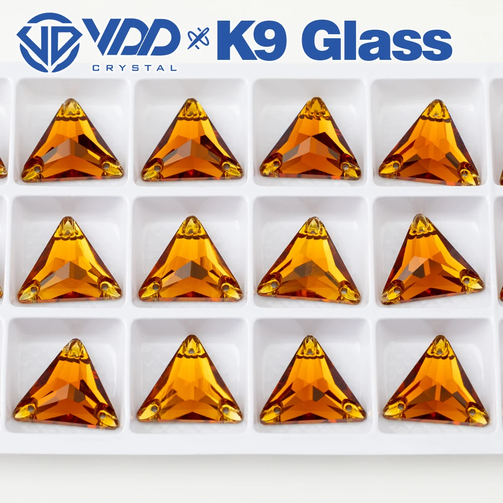 VDD S107 Kaffee-Dreieck AAAAA Top-Qualität K9 Glas Aufnähbare Strasssteine Kristall-Flachsteine zum Aufnähen für Kleidungsdekorationen – Detail 5