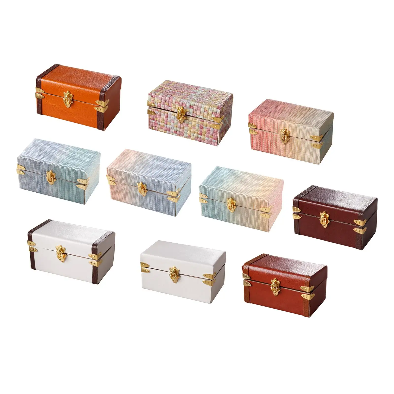 1:12 Scale Dollhouse Suitcase Life Scene Micro Landscape Mini Treasure Chest Doll Accessories Decoration for Home Ornaments