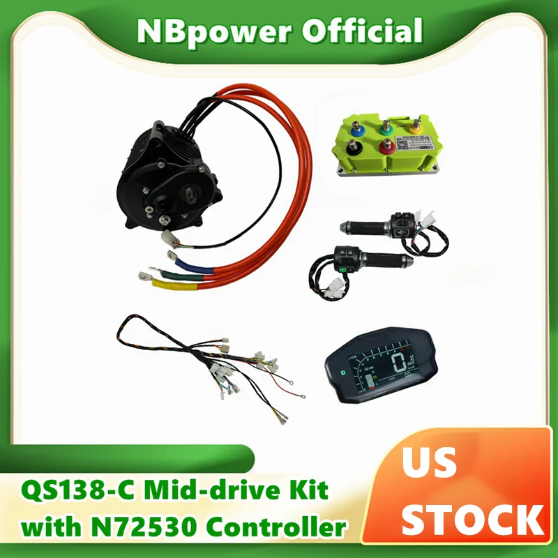 QSMOTOR 138-C V3 3000W High Torque Mid-Train Internal Gear with ND72530 Controller DKD Display for Moped  Dirt Bike