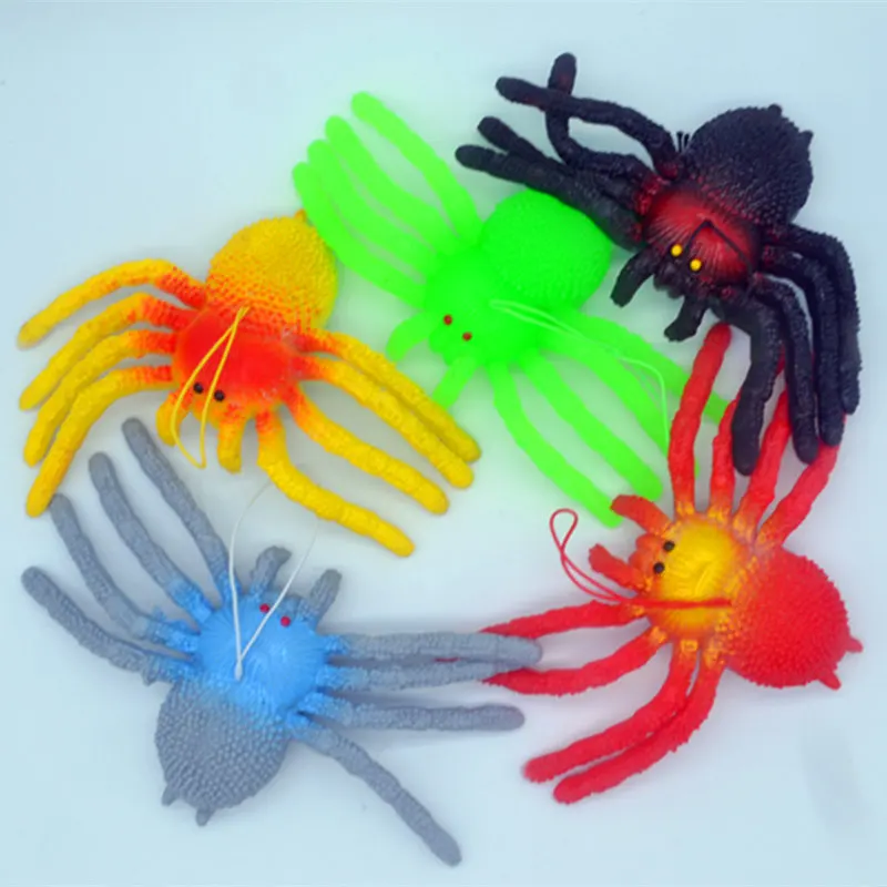 1Pcs Halloween Frightening Simulation Rubber Spider Children's Cognitive Toys Poisonous Colourful Spider Toys Soft Feeling Toys