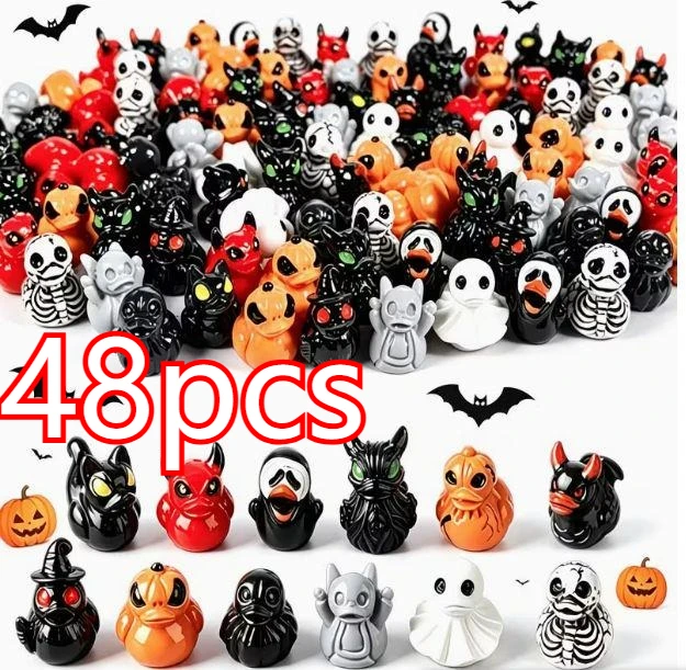 Image of 12-teiliges Set Mini-Halloween-Enten und Geister-Miniaturen aus Harz für Garten, Feenlandschaft, Heim-DIY-Dekoration