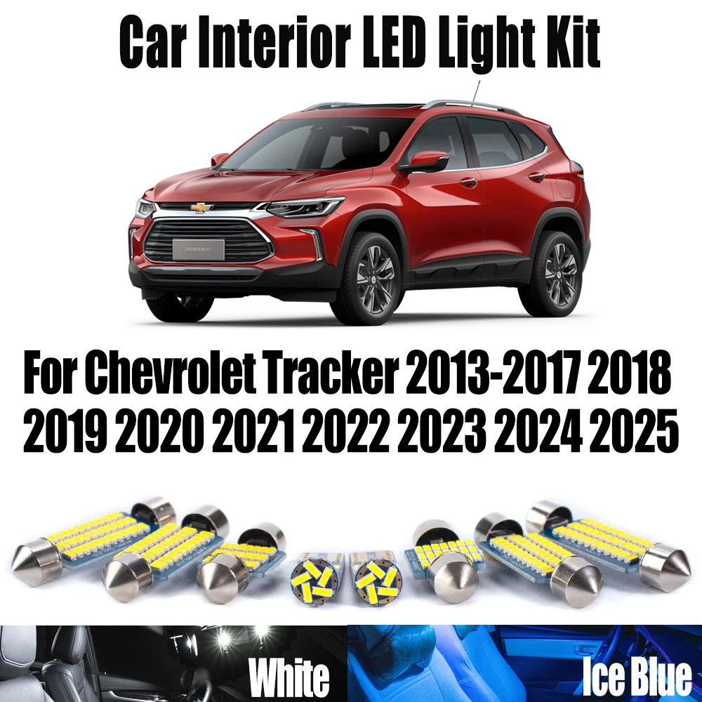 Kit de luces LED para espejo de tocador de techo Interior de coche Canbus para Chevrolet Tracker 2013- 2020 2021 2022 2023 2024 2025 bombillas para maletero