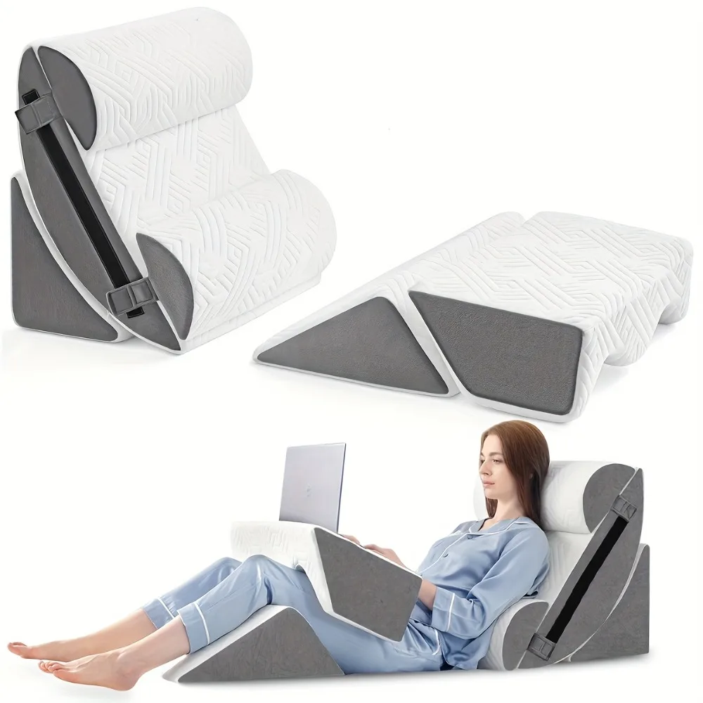 

6 In 1Bed Wedge Pillow Kit Is Available For Body, Back And Legs. Foam Comfortable, Adjustable Support Pillow Reading