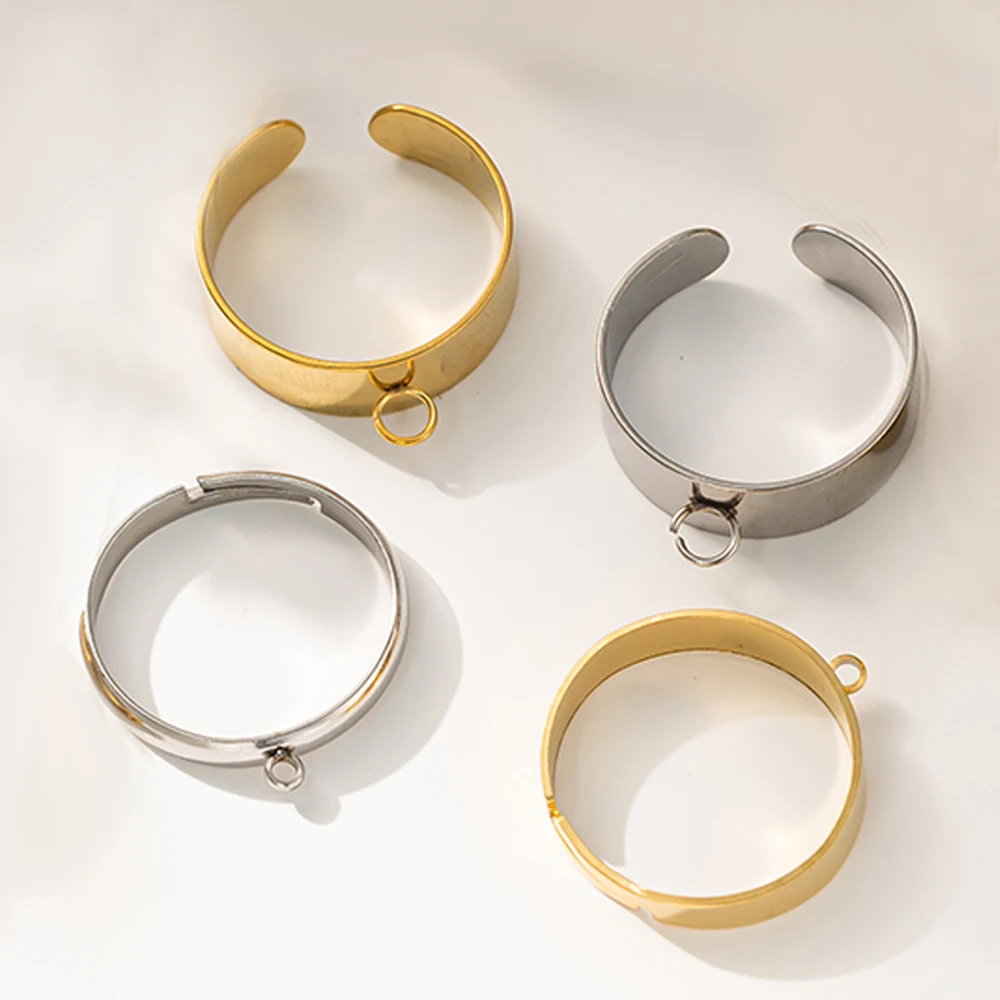 5pcs/Lot Stainless Steel Gold Color Open Adjustable Rings Base For Men Women DIY Jewelry Making Supplies Findings Accessories view 4