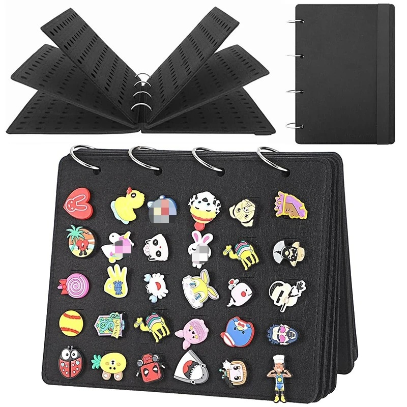 

4Pages Large Capacity Shoe Charms Organizer Booklet Book Storage Bag Shoe Flower Collection Jewelry Display Stand Hold Up