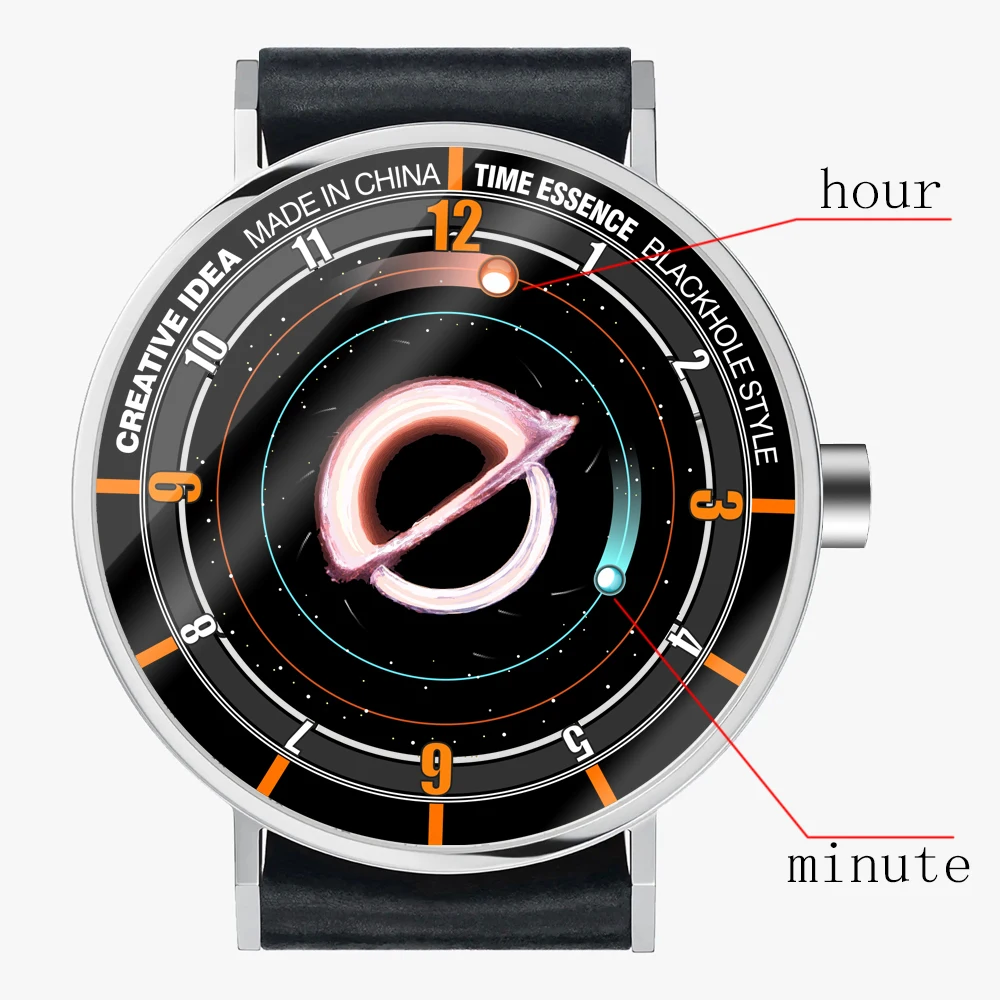 TIME ESSENCE creative blackhole b​eautiful quartz watch boat is on the calm lake surface, surrounding the fish