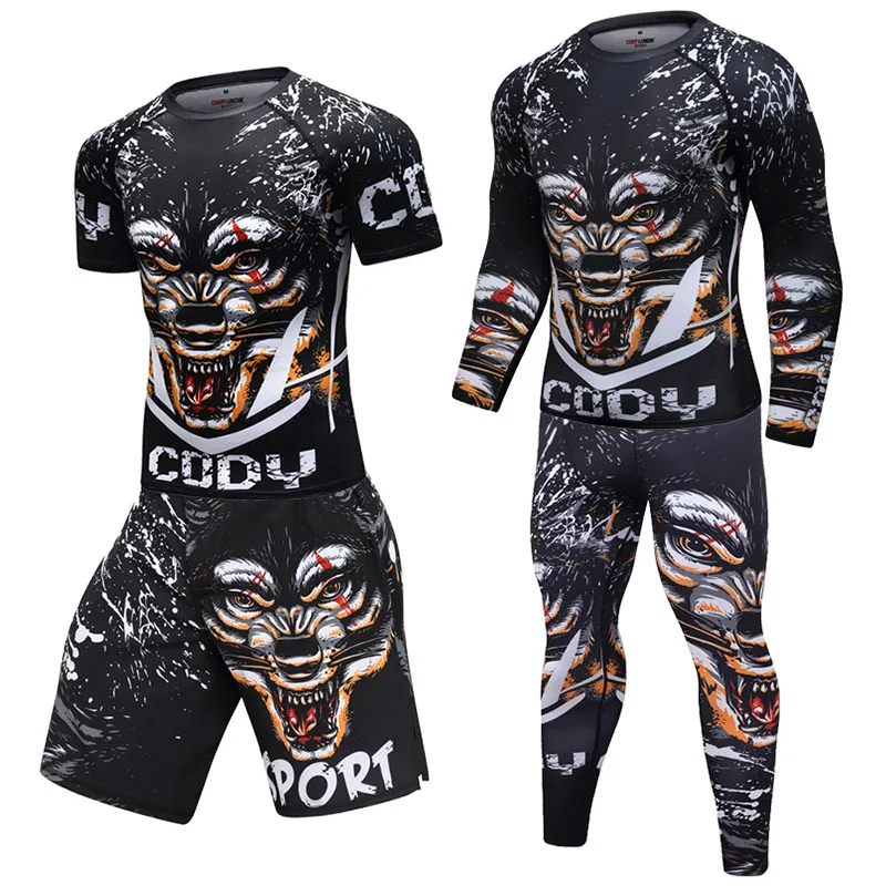 

Brand Compression Men's Sports Suits Quick Dry MMA sets Clothing Sports shirt Jogger Training Gym Fitness Tracksuits Running