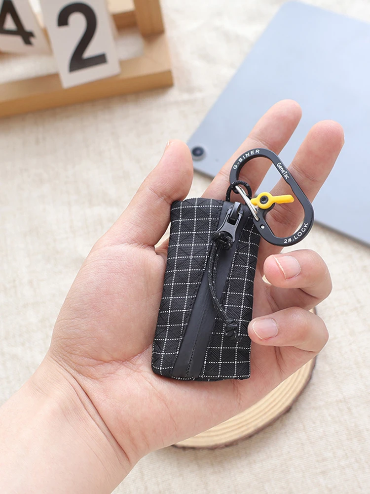 Trail Münzbeutel Ultraleicht 5,8g UHMWPE Mini Upcycled Gridstop Reißverschluss D-Ring EDC-Halter für Rucksackreisen