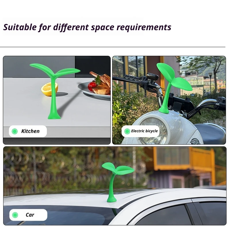 Cute Car Roof Exterior Decoration 3D Stereo Green Sprout Devil Horn Ornament Waterproof Sunscreen Car Modification Accessory