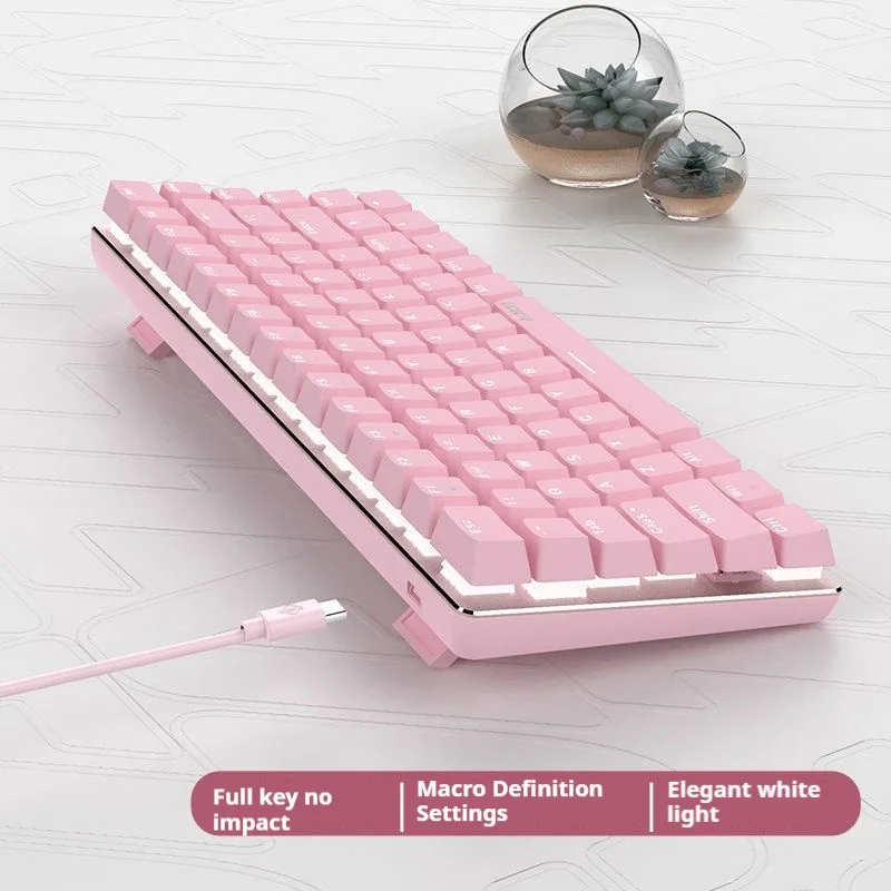 Imagem -03 - Azazz-teclado Mecânico Coração Rosa 82 Teclas Ak33 Coração Menina Rgb Retroiluminado Branco pc Laptop Escritório