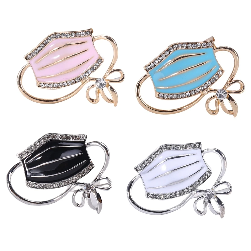 1 Pc מסכת אמייל אלגנטית סיכת מצחיק תכשיטי ריחוק חברתי מבריק עבור ריינסטון מתכת סיכת דש רופא אחות בגדי D5QB