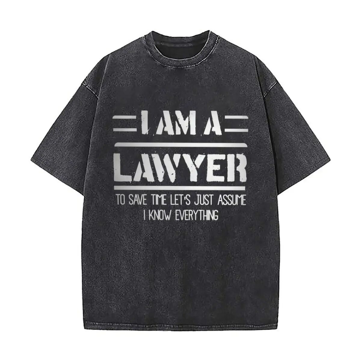 Lawyer Humor Profession Art Trendy Washed Distressed Solid Short Sleeve Vintage Street Top