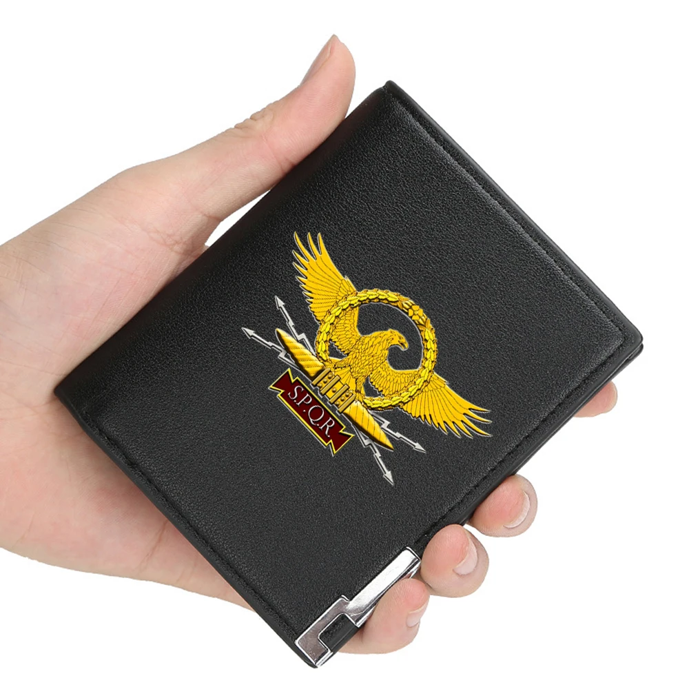 

New arrivals Roman Empire Senate SPQR Mission Printing Pu Leather Wallet Men Women Billfold Credit Card Holders Short Purses