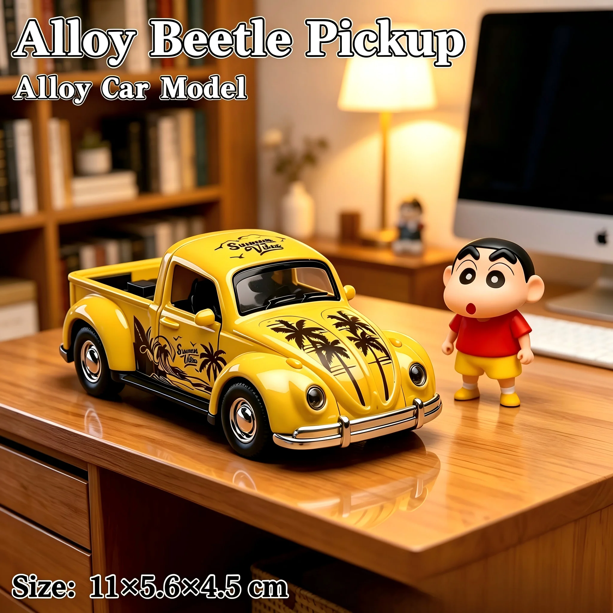 Classic Beetle Pickup Alloy Car Model, 11×5.6×4.5cm Diecast Vehicle Toy, 3 Colors Collectible Decor, Christmas Gift for Kids