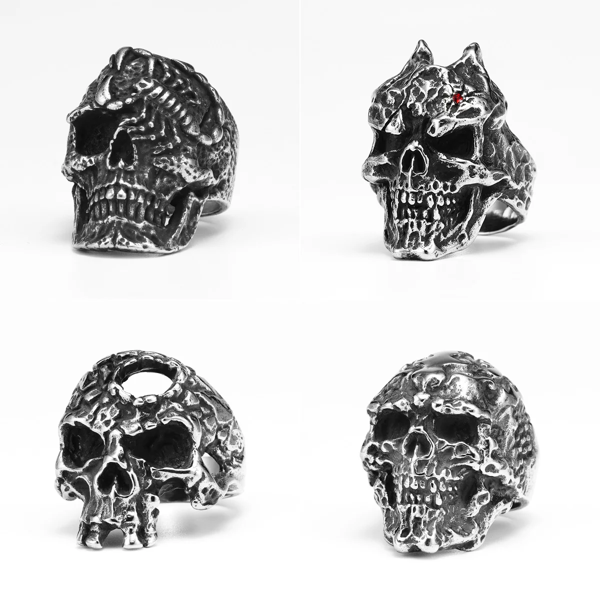 Punk Skull Men Rings Stainless Steel Women Jewelry Gothic Rock Vintage Black Decoration Fashion Accessories Gift Wholesale