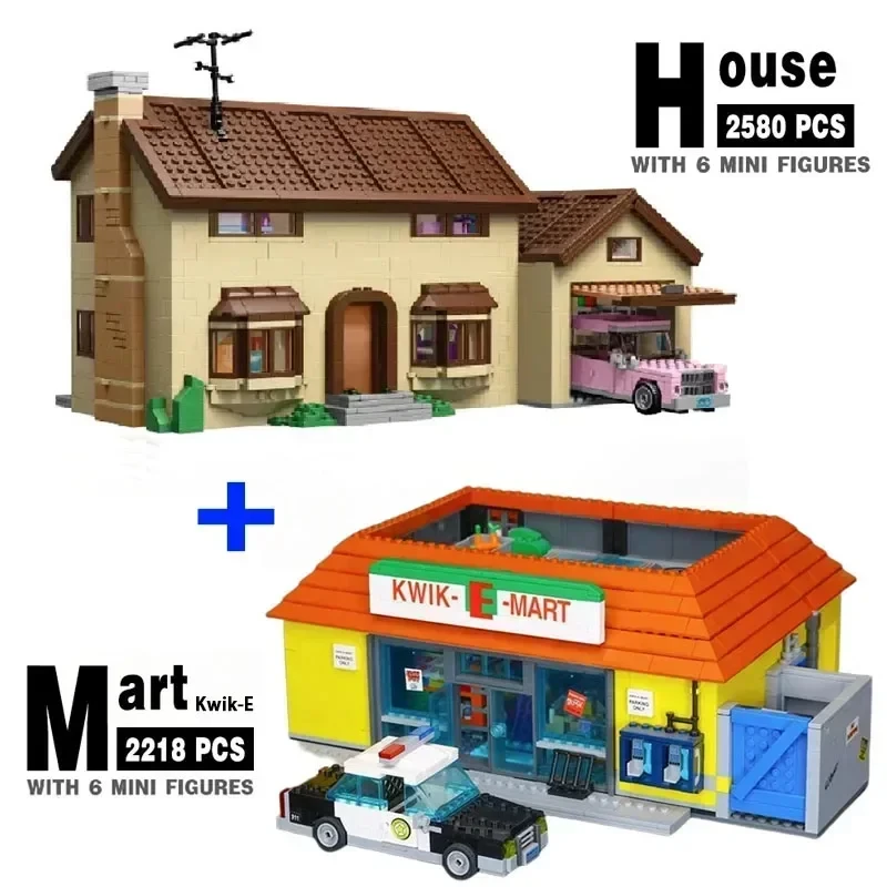 

New movie series Simpson Kwik-E-Mart house creative model street view building blocks brick toys children's Christmas gifts