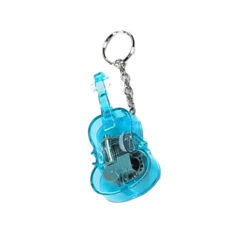 

A9BF Small Violin Music Box Pendant Elegant Hanging Ornament Vintage Music Box Keychain Pendant Suitable for Music Lovers