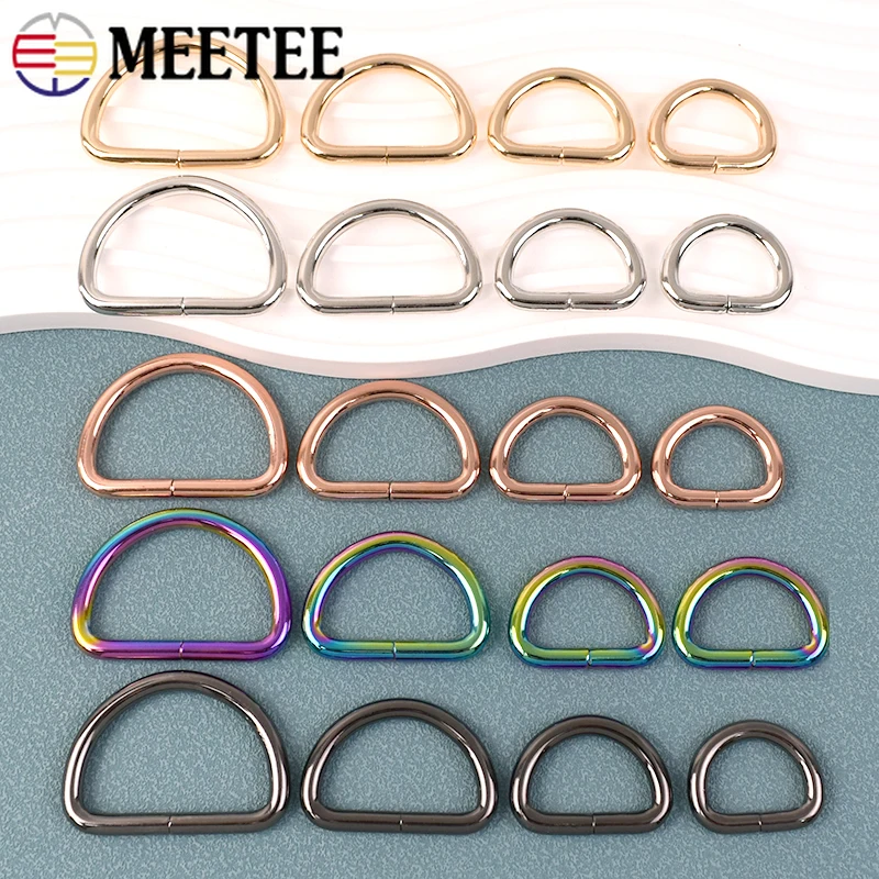 

100Pcs 13-50mm D Ring Buckles for Bag Webbing Metal Buckle Belt Dog Clasp Handbag Hook Loops DIY Leather Craft Accessories