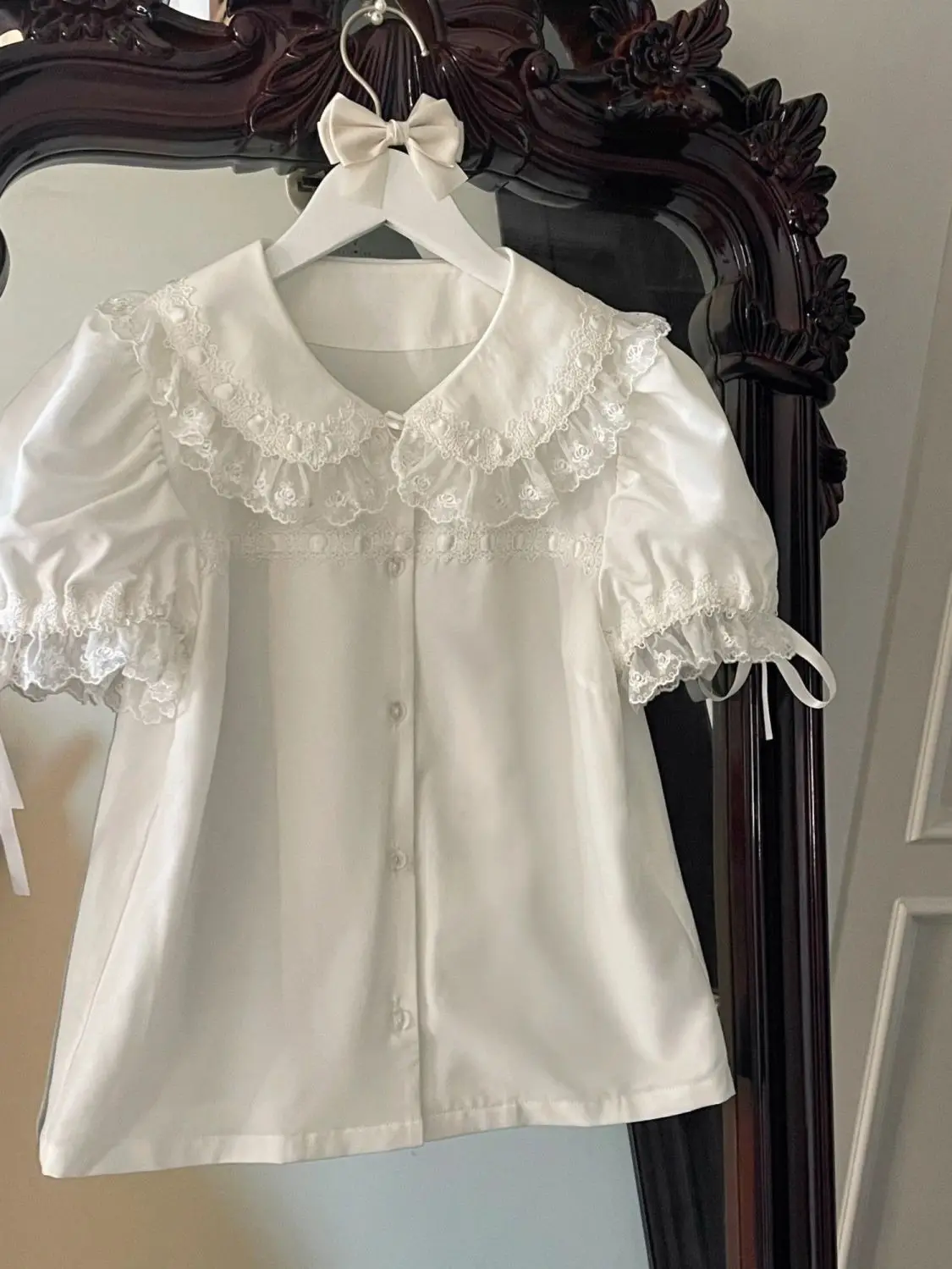 สาวญี่ปุ่น Kawaii หวานน่ารัก Bow Lolita เสื้อผู้หญิง JK หลวมตุ๊กตา Blusas Femme Y2k ความงามเสื้อ Tops