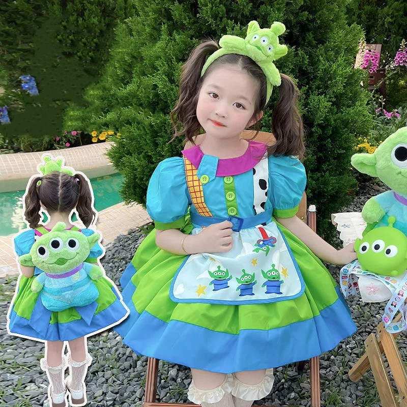 

Disney Alien cartoon animation peripheral kawaii tutu skirt summer girls fashion simple sweet princess style short-sleeved dress