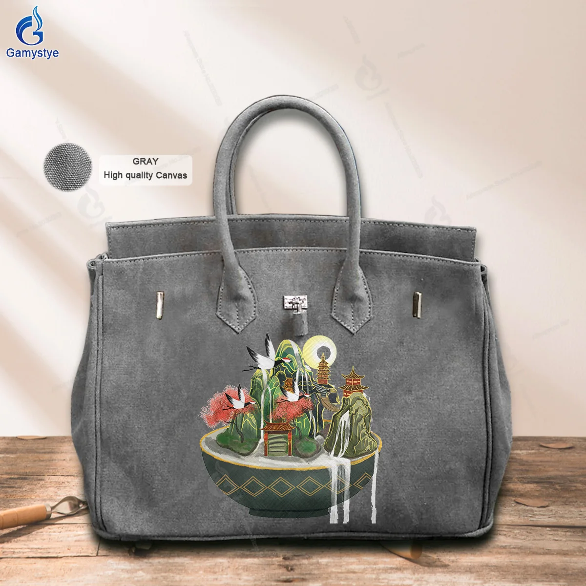 Graffiti Artisc Printed The landscape in the basin surrounded by cranes Bags Ladies purses and handbags Messenger Clutch Totes