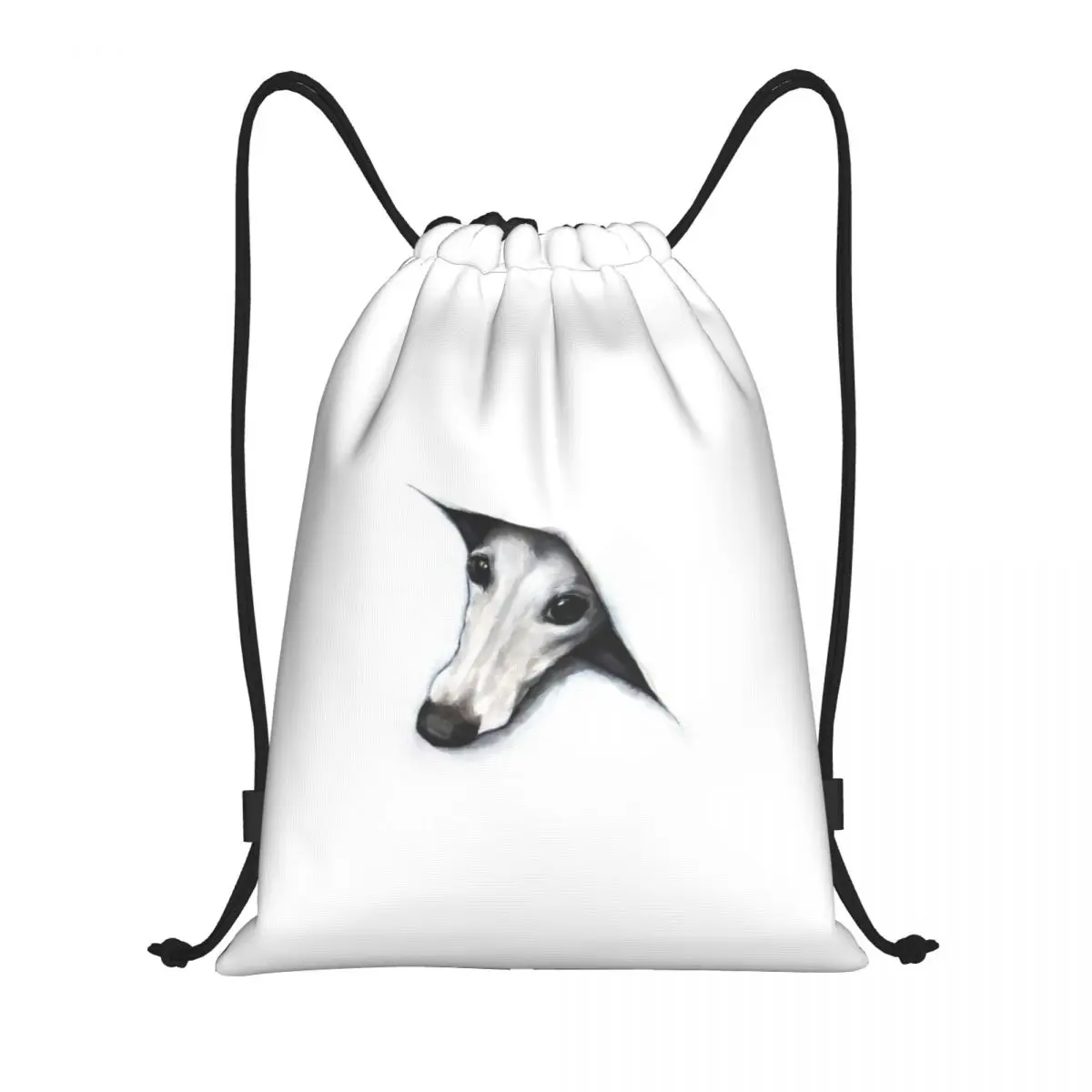 Mochila personalizada Whippet Peeping Whippet con cordón, bolsa de gimnasio deportiva para mujeres, hombres, galgo, Lurcher, mochila de entrenamiento para perros