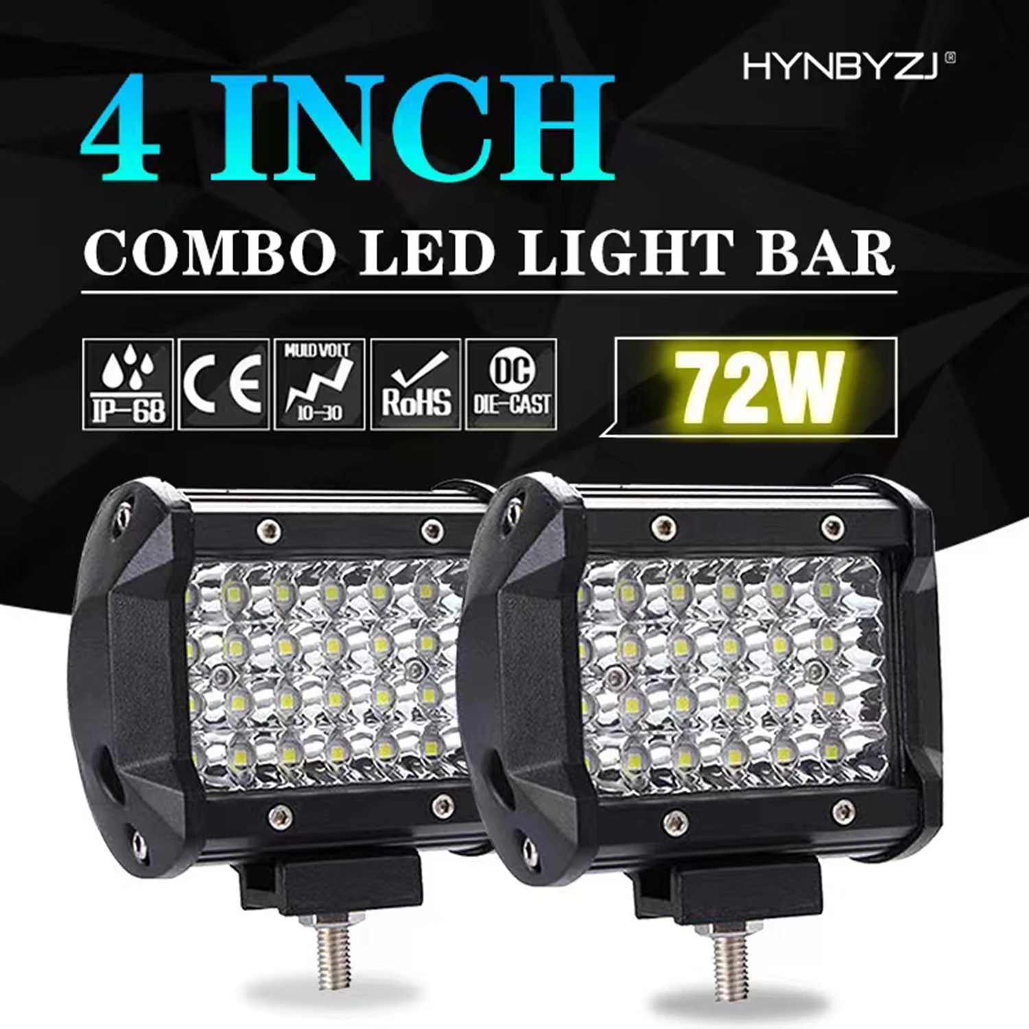 

HYNBYZJ 1Pcs 4" 5" 7" 10" LED Combo Work Lights Bar Spotlight Off-road Super Bright Driving Lamp For Truck SUV 12V 4WD Boat ATV