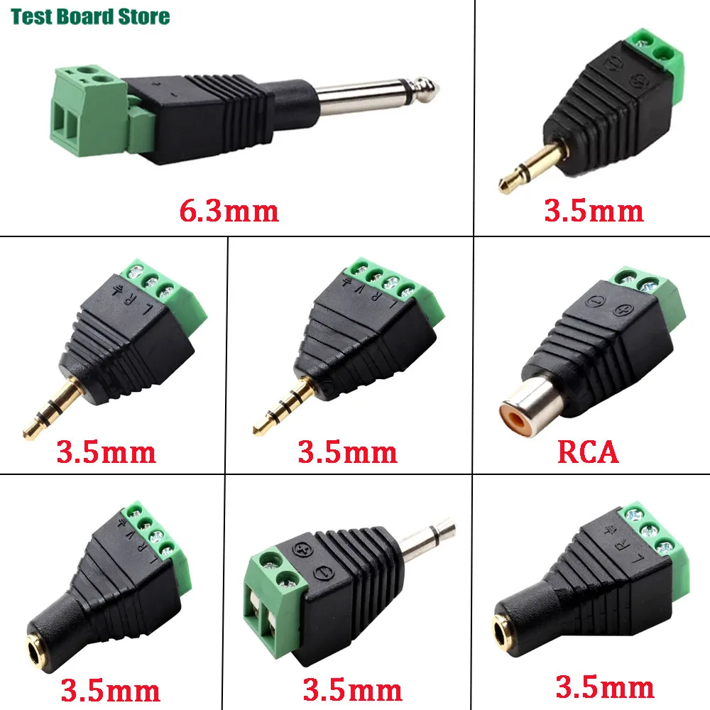 1PCS 3.5mm 6.3mm  jack connector stereo adapter 3.5mm RCA audio mono channel plug to screw terminal audio mono channel plug