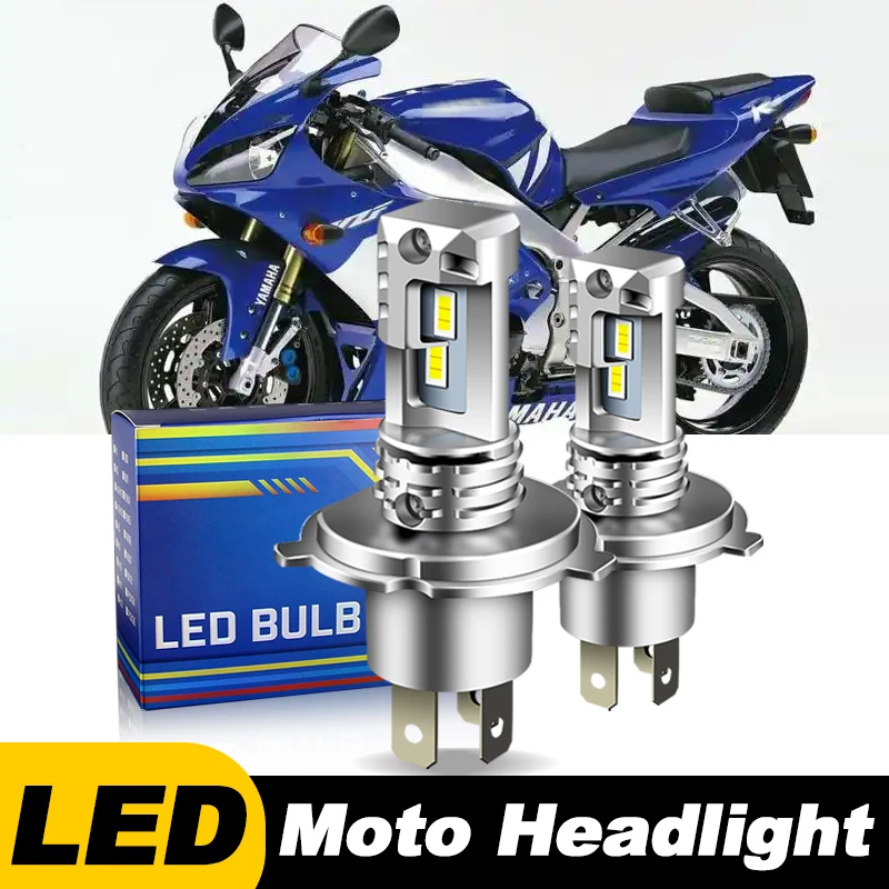 1pc/2Pcs Motorcycle Headlights For Yamaha R1 1998 1999 2000 2001-2003 Super Bright White 12000lm H4 HS1 LED Headlamp Bulb CANbus