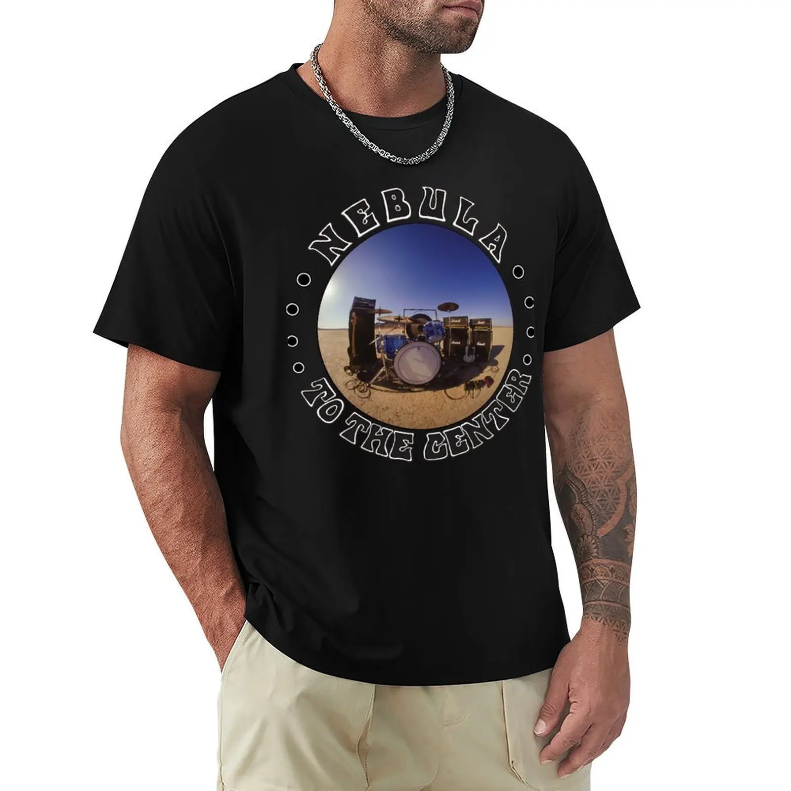 Nebula To the Center T-Shirt Simple Solid Color Crew Neck Tee