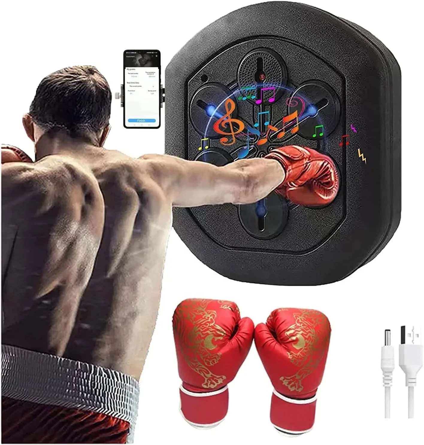 Factory Wholesale Home Boxing Training Wall Mount Boxing Target Smart Music Boxing Machine With Glove Adults