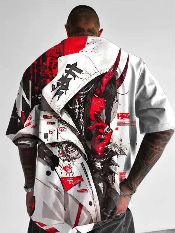 Herren-T-Shirt mit Anime-Mädchen-Motiv, 3D-Druck, sexy und attraktiv, lässiges, lockeres Street-T-Shirt, kurzärmelig, Rundhalsausschnitt. – Detail 12