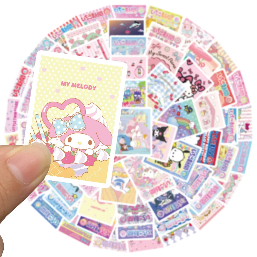 子供のためのピンクのサンリオのポスターステッカー,hello kitty,kuromi,craoroll,かわいい漫画のステッカー,女の子のためのおもちゃ,diyラップトップ,電話,車,10個,30個,65個