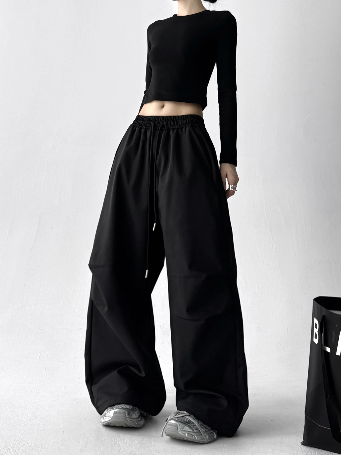 กางเกงขายาวทรงหลวมเอวสูงสไตล์ลำลองสำหรับผู้หญิง รุ่นใหม่ล่าสุด ใส่สบาย ทันสมัย เหมาะกับฤดูหนาว