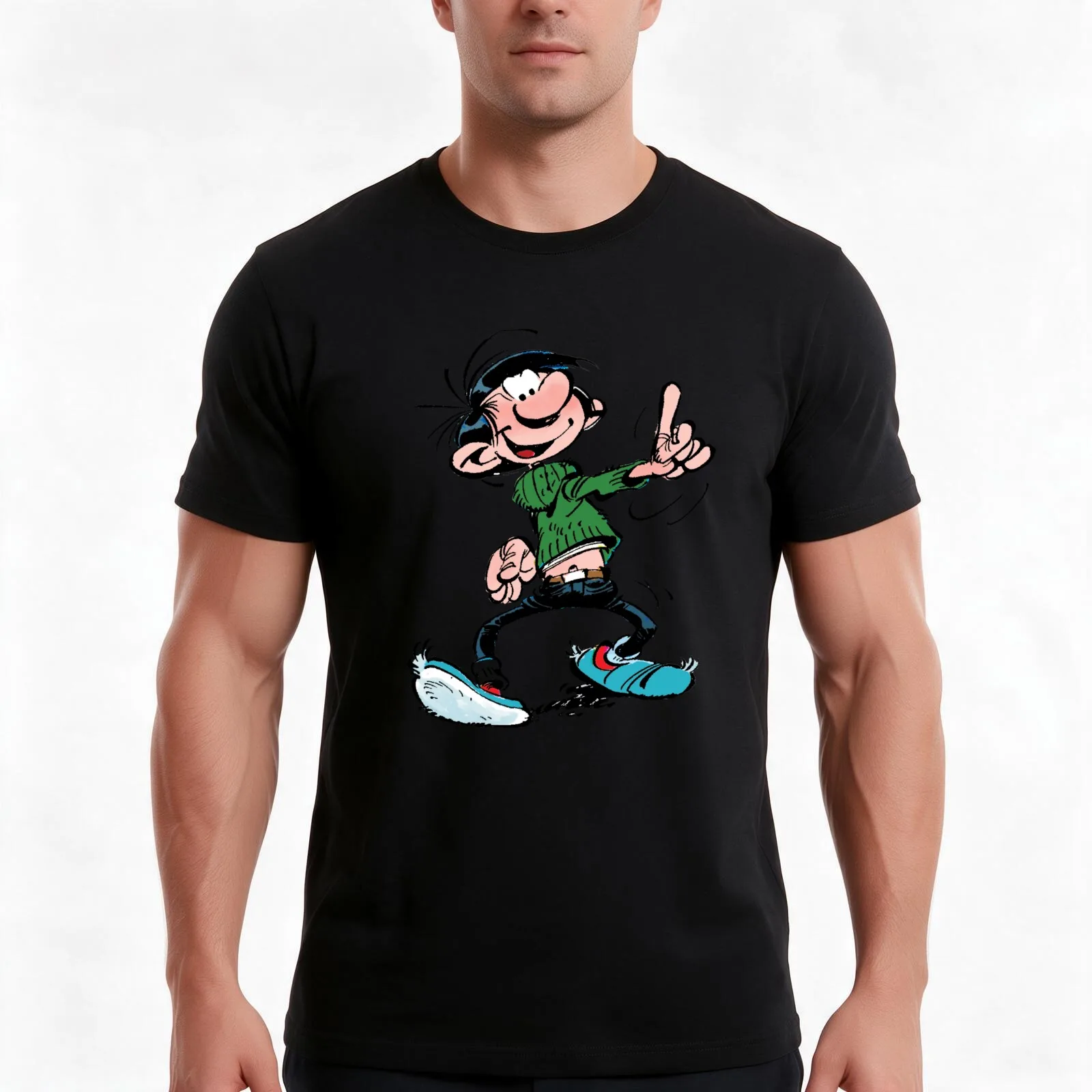 Gaston Lagaffe T-Shirt Summer Casual Cotton Tee Oversized Streetwear Tops Vintage Graphic Print Loose Fit Short Sleeve