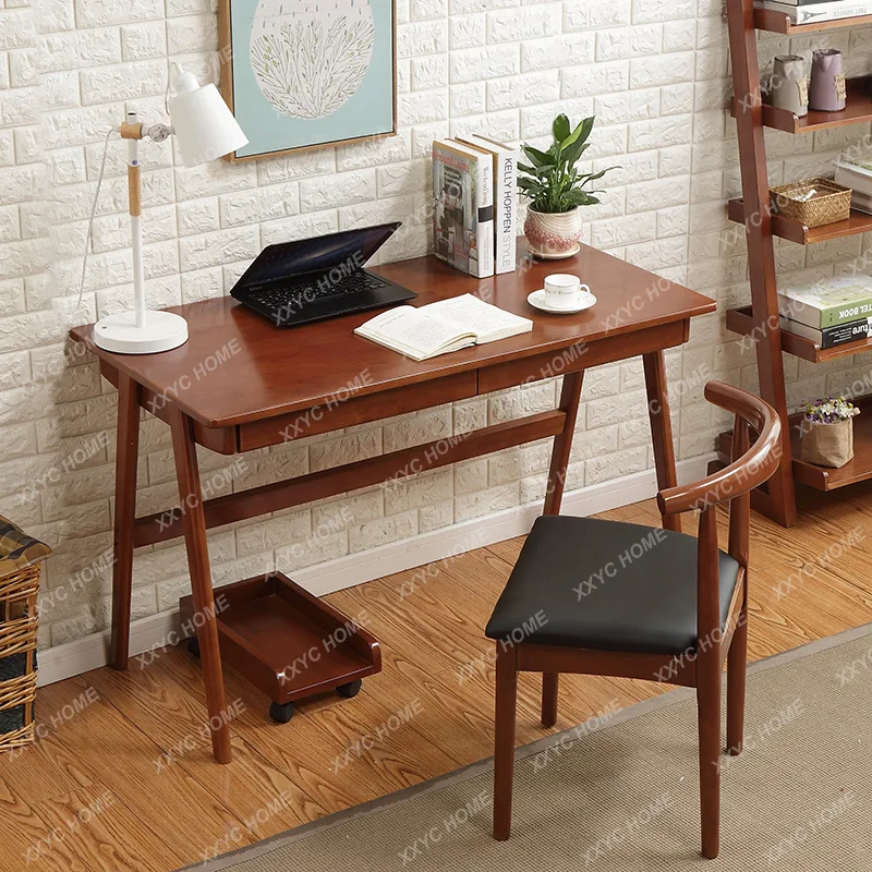 CL Solid Wood Desk Simple Computer Desktop Table Home Bedroom Primary and Secondary School Students Writing Desk Study Table