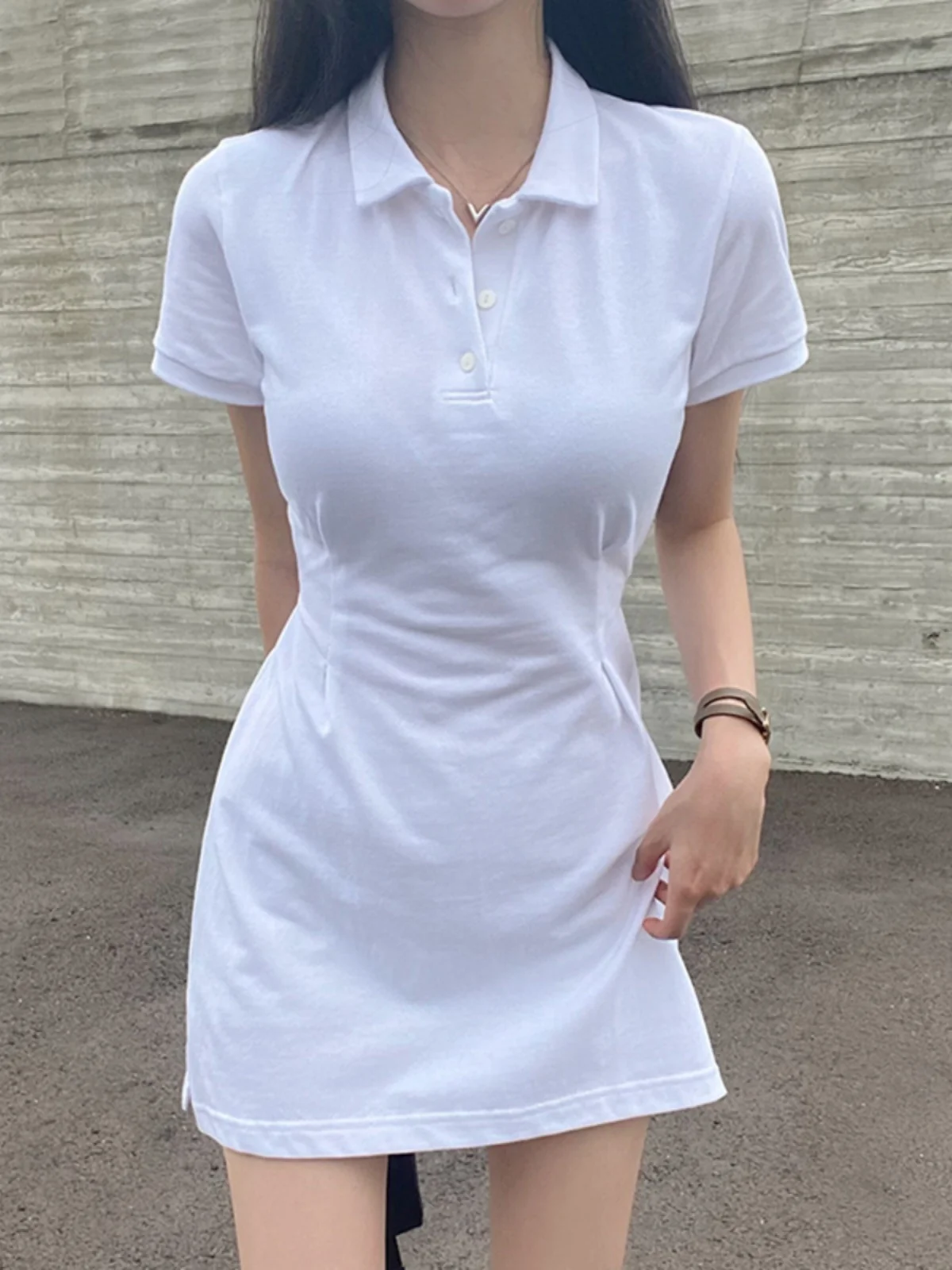 เก๋ฤดูร้อนVINTAGE ort Sve Drผู้หญิงBodycon Slimming ortกระโปรงเกาหลีSleเอวสูงA-Line Dr