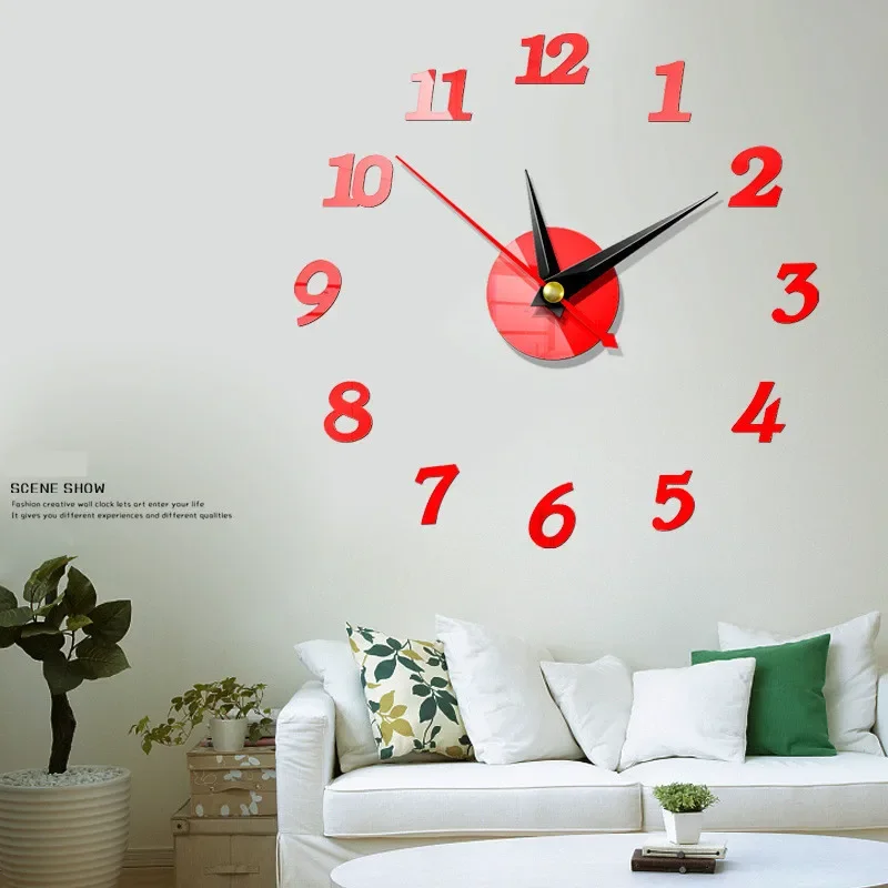 3D Wall Clock Mirror Wall Stickers Creative DIY Wall Clocks Living Room Removable Art Decal Sticker Home Decor Modern Decoration