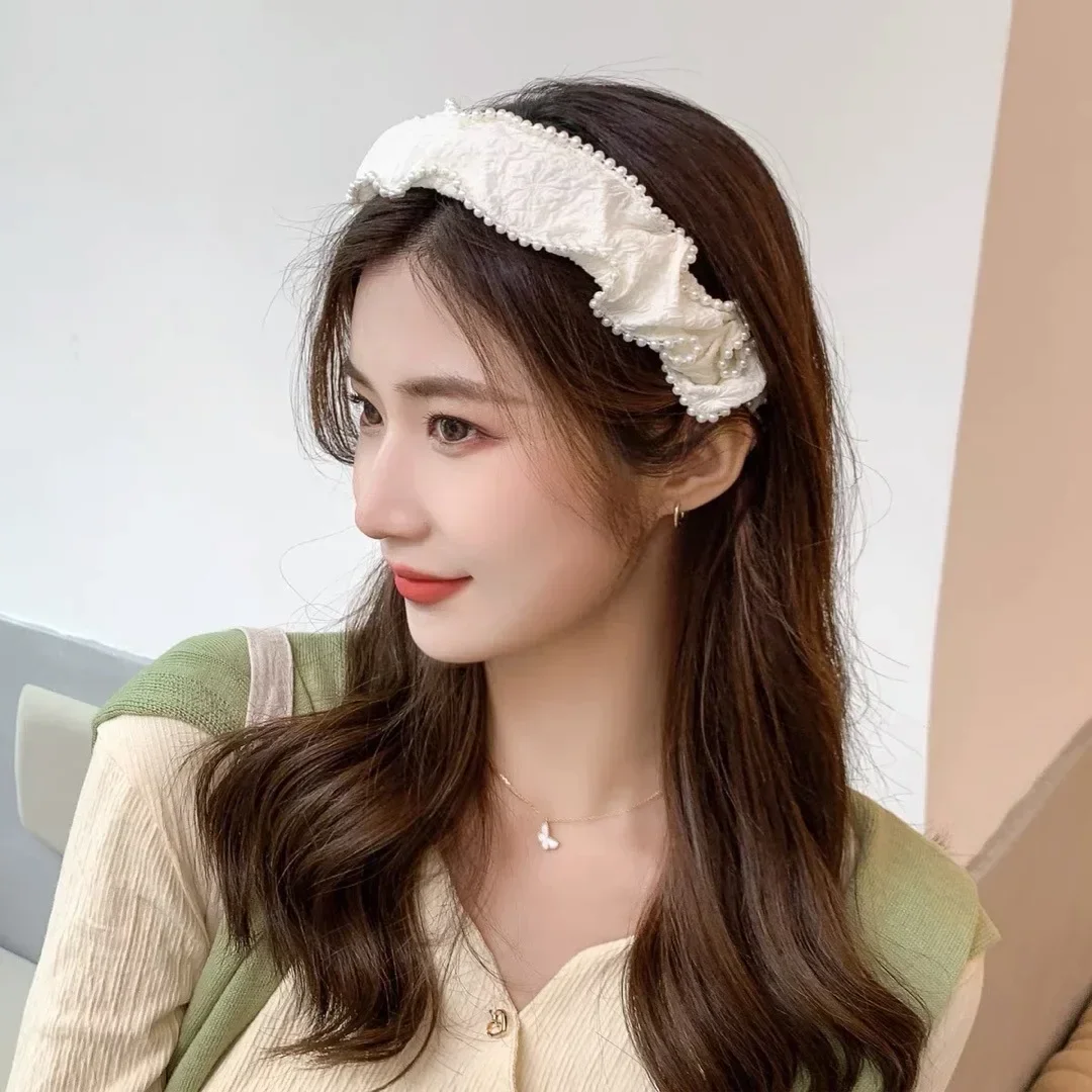 Francês Retro Branco Pérola Arco Headband para Mulheres, Headdress, Acessórios de Cabelo Doce, Moda, Venda Quente