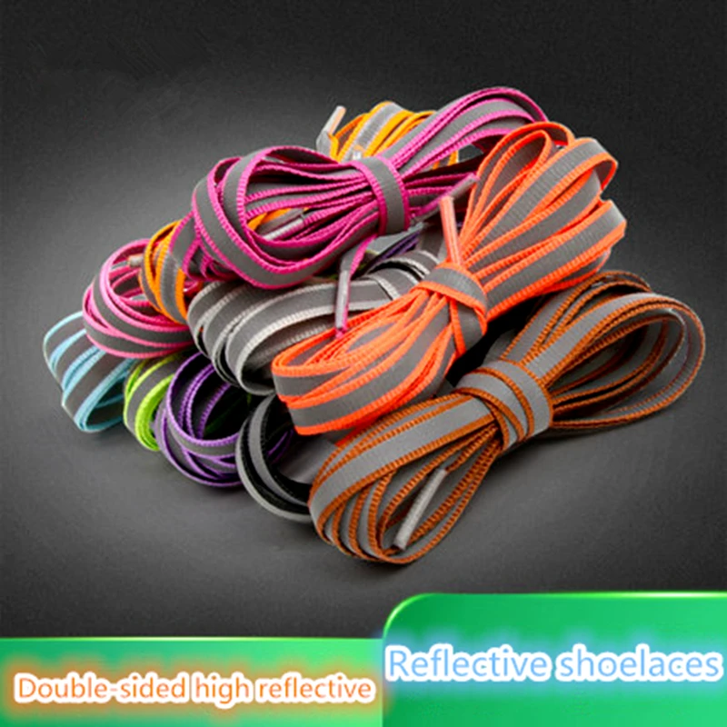 NEW Reflective Shoelaces All Over The Sky Male Trend Personality Female Ins Flat Sports Basketball Shoes Joker Holographic Laces