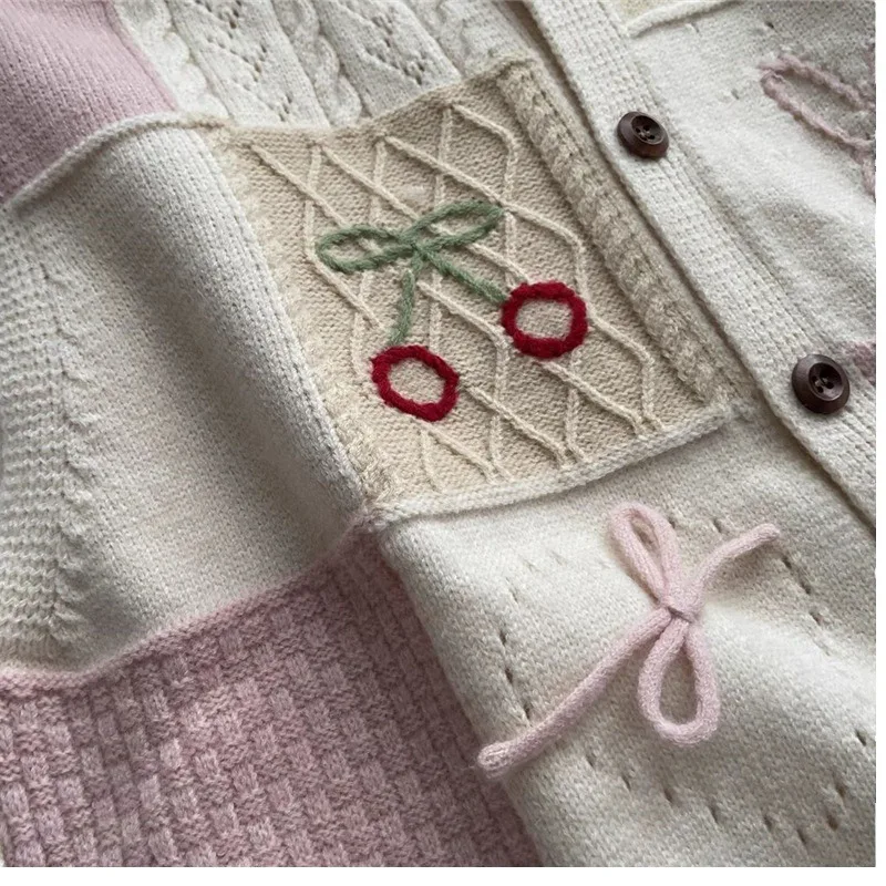 Autumn Waistcoat Kawaii Clothes Elegant Sweet Round Neck Sleeveless Cardigan Vest Knitwear Vests Coats