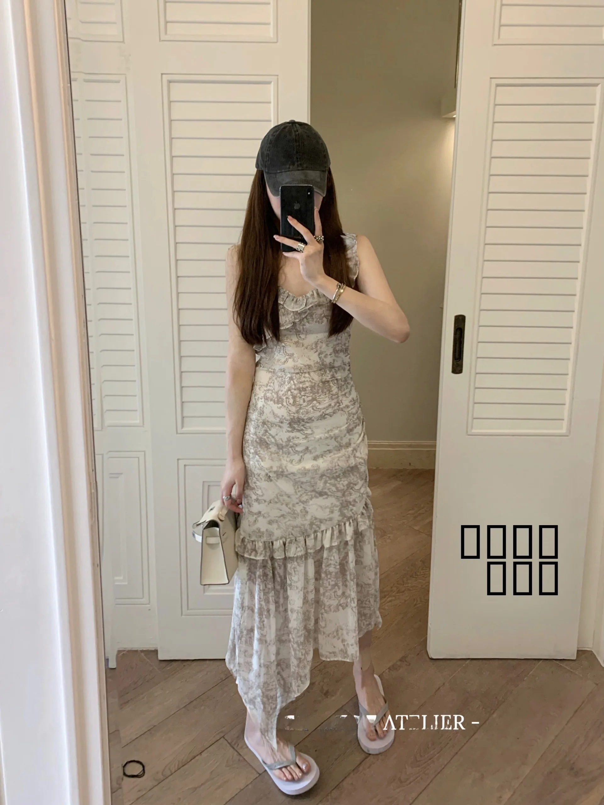 

Платье Nanzhaozi Qinold с акварельным принтом, приталенное, с V-образным вырезом, длинное, А-силуэта, с оборками, для молодых женщин