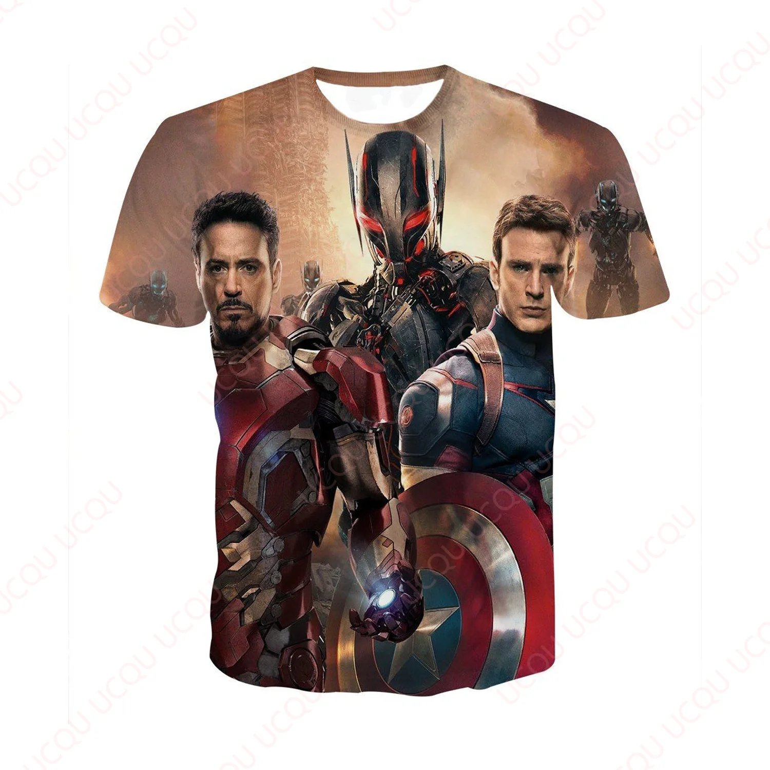 

The Avengers Captain America Iron Man 3D T-Shirt Summer Loose Outfit Hot Sale Faddish Casual T-shirt Adults And Children Dressed